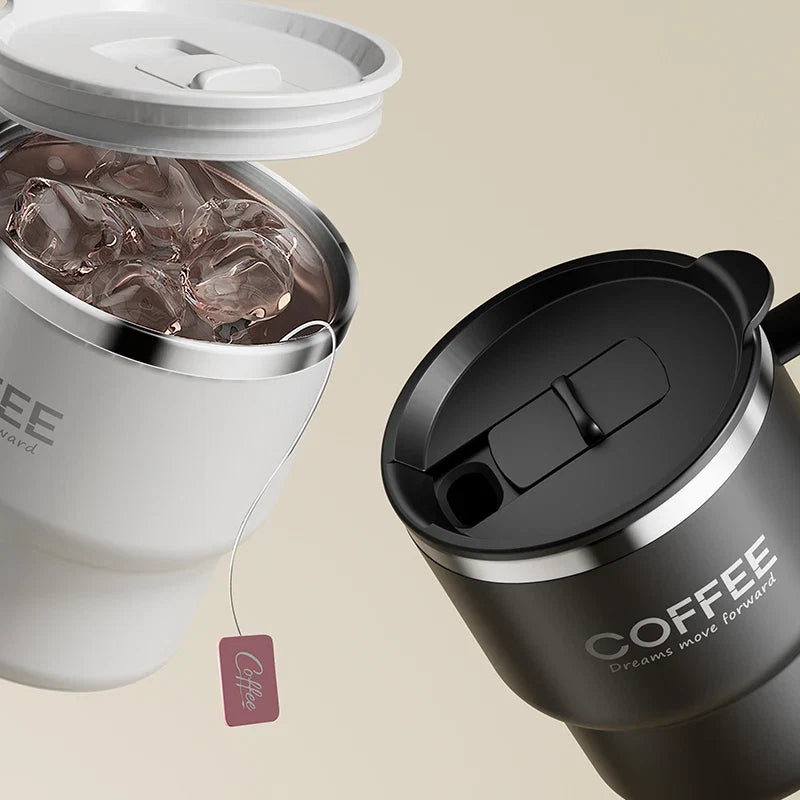 Mug Isotherme Inox WORTHBUY 304 avec Poignée – Tasse à Café Anti-Fuite