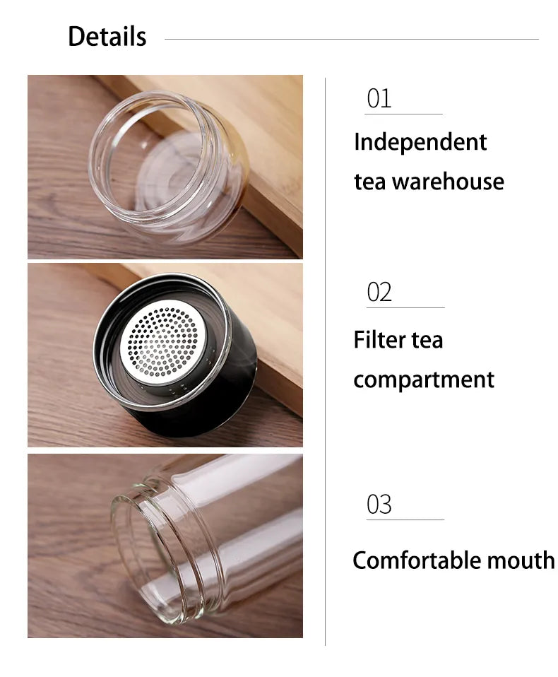 Tasse à Thé Portative en Verre Thermorésistant