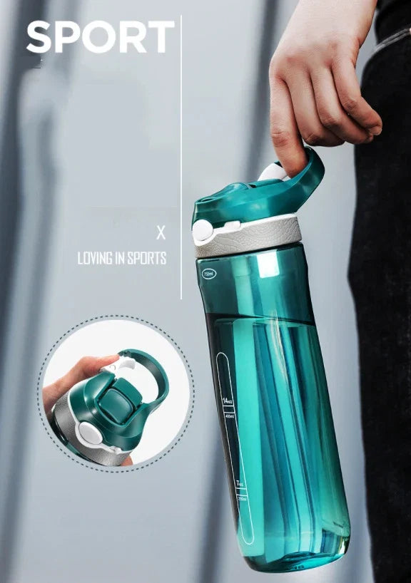 Gourde de Sport en Tritan avec Paille et Sangle – Marqueur de Temps / 750ml