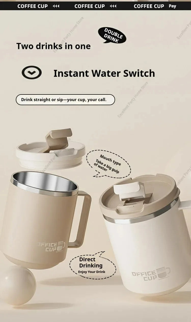 Mug à Café Isotherme avec Poignée – Tasse de Voyage Étanche en Inox / 500ml