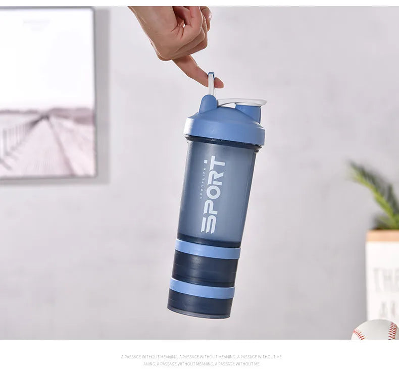 Gourde de Sport Shaker 3-en-1 – Gobelet Amovible Protéines et Fitness