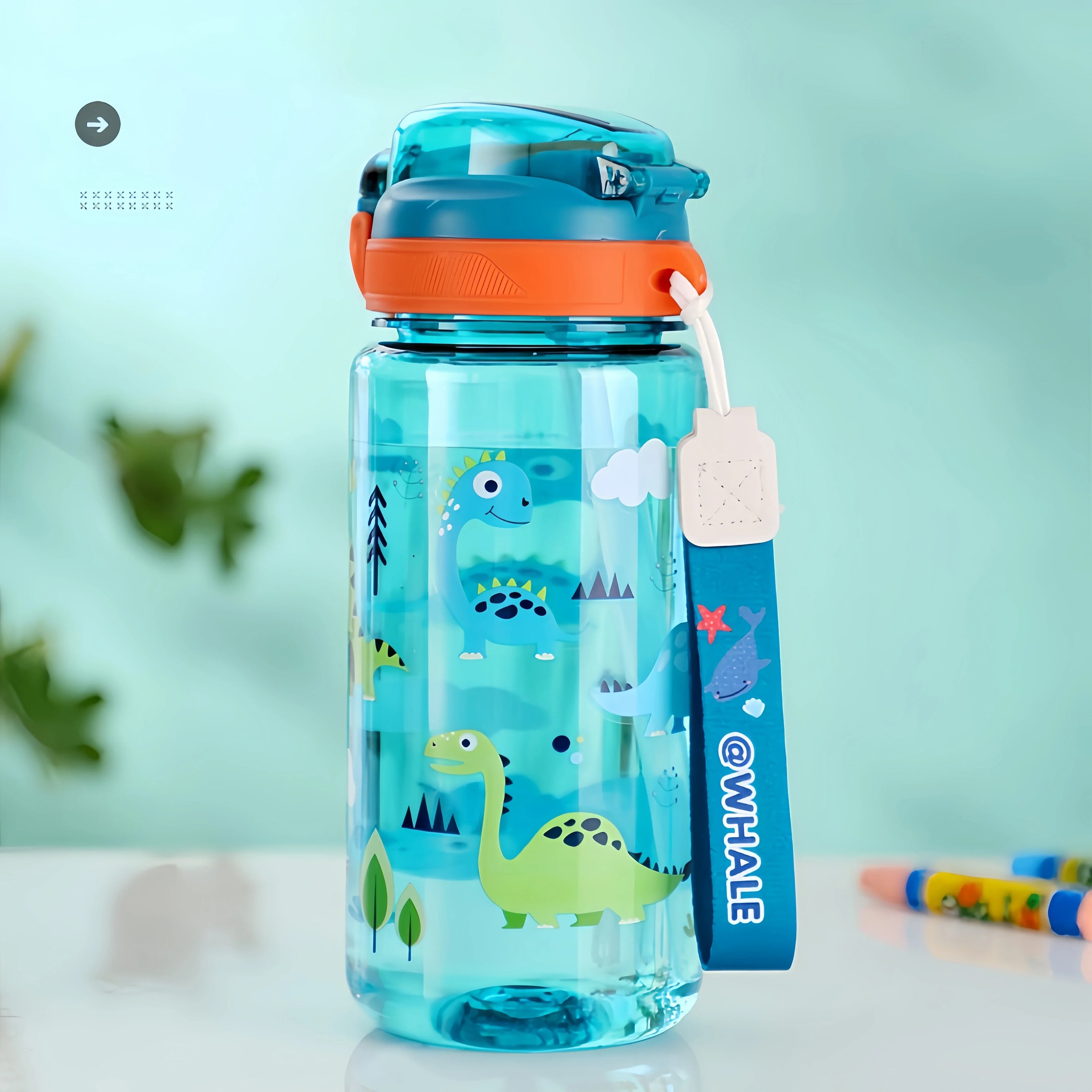 Gourde Dinosaure Enfant 600ml avec Paille – Bouteille Étanche et Pratique