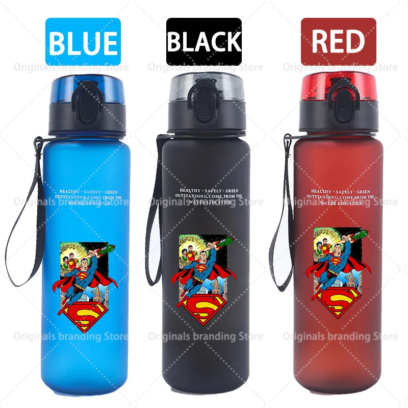 Bouteille d'eau sport Superman 650 ml pour femmes et hommes, gourde motivante anti-fuite, portable et réutilisable, pour activités de plein air, voyage, gym, cadeau, 1 pièce