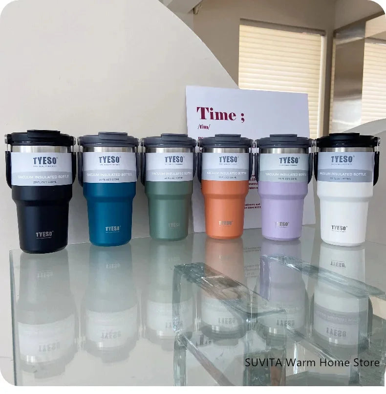 TYESO Thermos Tasse à Café avec Anneau de Levage (600ml à 1200ml)