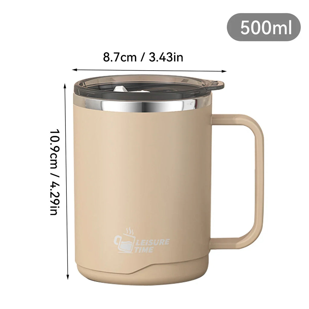 Mug à Café Isotherme avec Poignée – Tasse de Voyage Étanche en Inox / 500ml