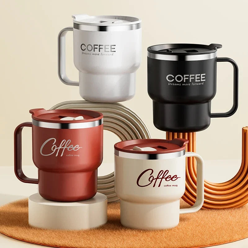 Mug Isotherme Inox WORTHBUY 304 avec Poignée – Tasse à Café Anti-Fuite