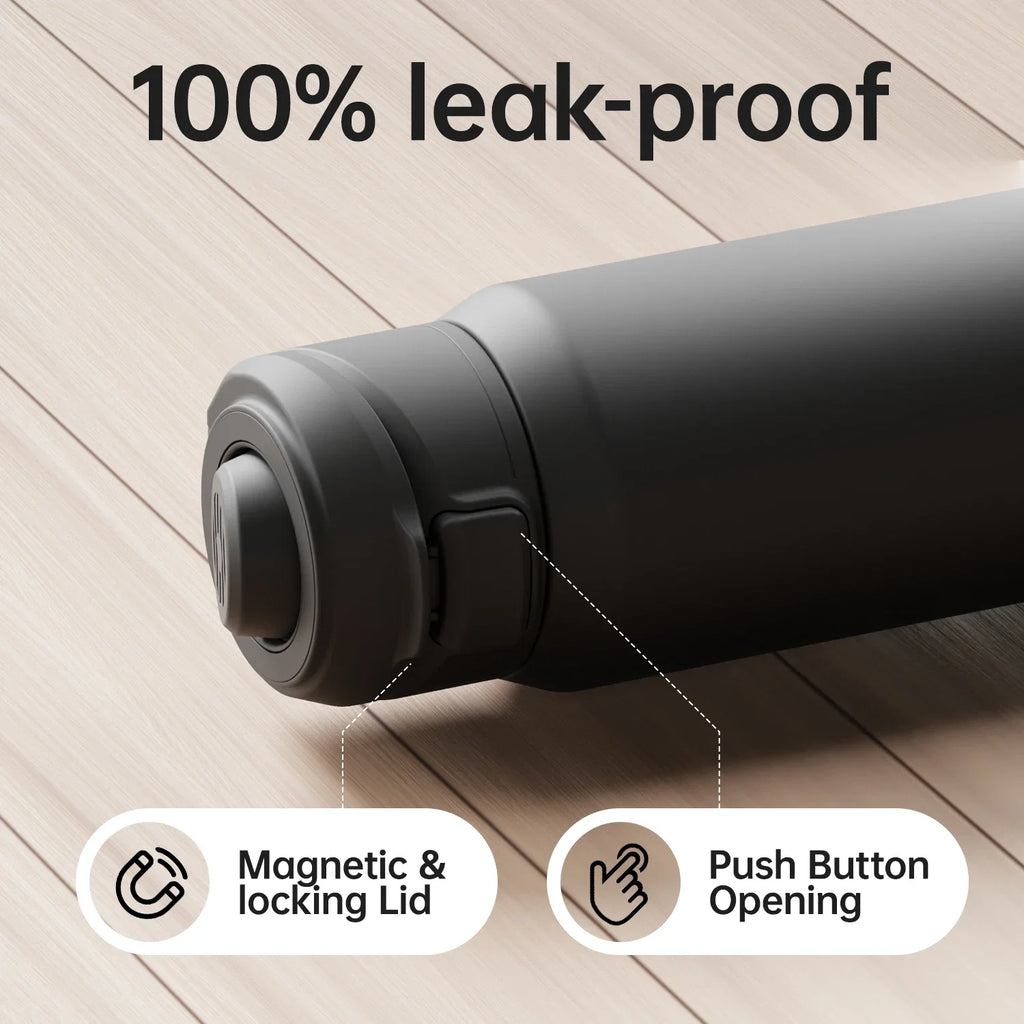 Bouteille d'eau sportive en acier inoxydable Fjbottle avec support magnétique pour téléphone, couvercle rebondissant, tasse isotherme