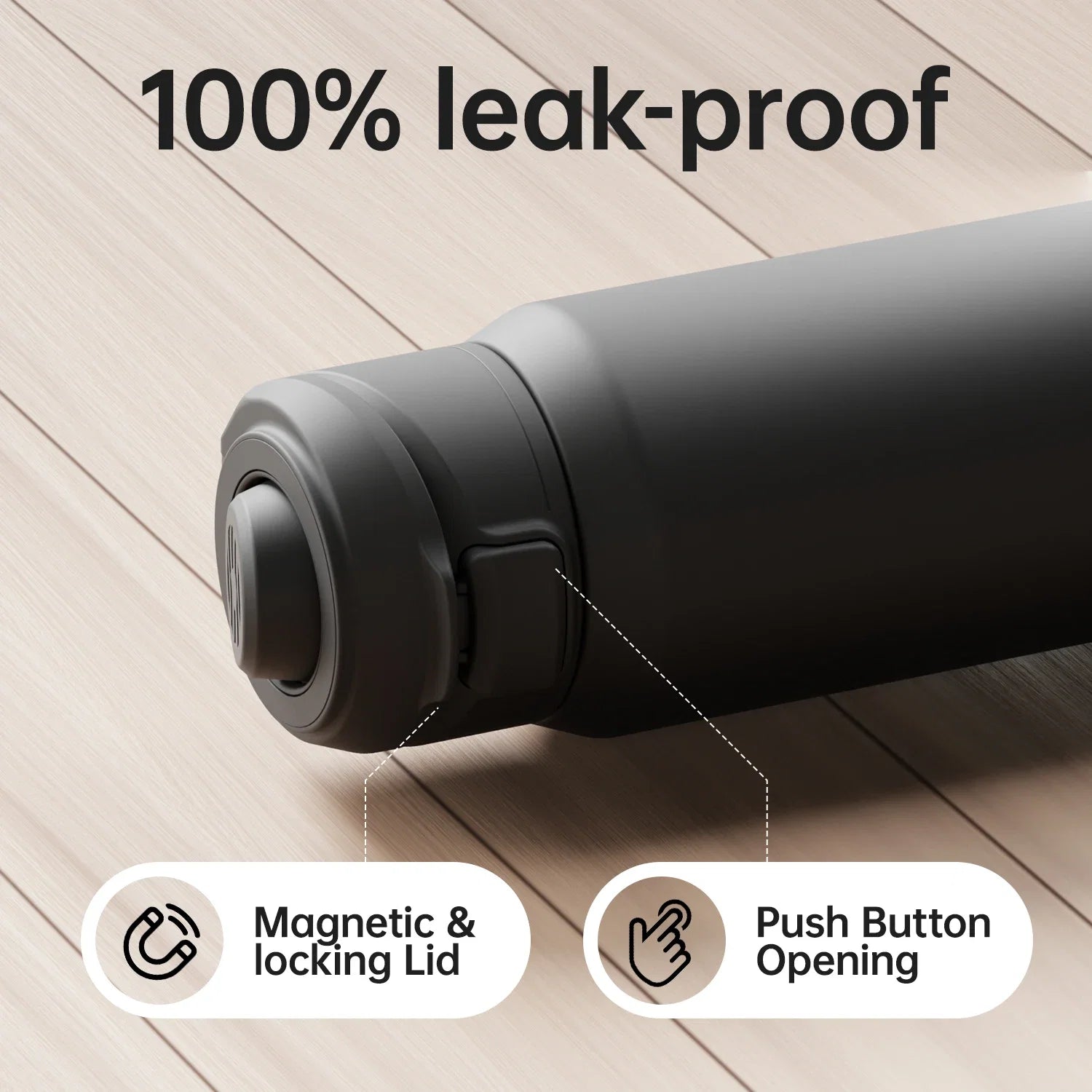 Bouteille d'eau sportive en acier inoxydable Fjbottle avec support magnétique pour téléphone, couvercle rebondissant, tasse isotherme