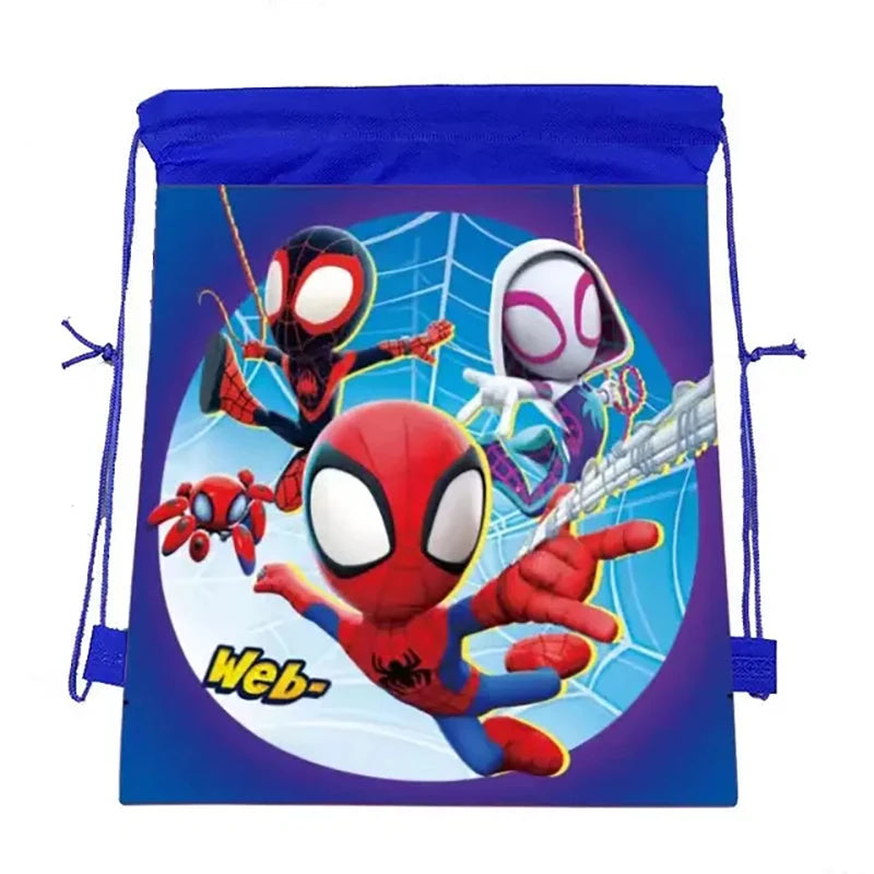1/4/12 pièces Sacs cadeaux mignons en non-tissé à cordon, motif araignée, pour anniversaire, pour ses amis incroyables, fournitures de fête, cadeaux sur le thème de l'araignée