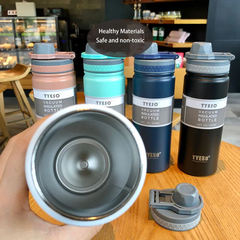 Bouteille isotherme TYESO 600/750ML en acier inoxydable, gourde de voyage, tasse thermique isolée, mug sport chaud et froid