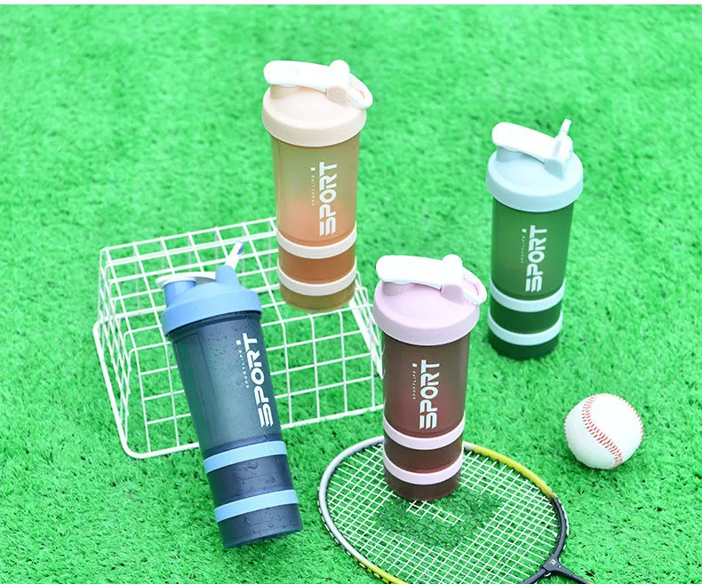 Gourde de Sport Shaker 3-en-1 – Gobelet Amovible Protéines et Fitness