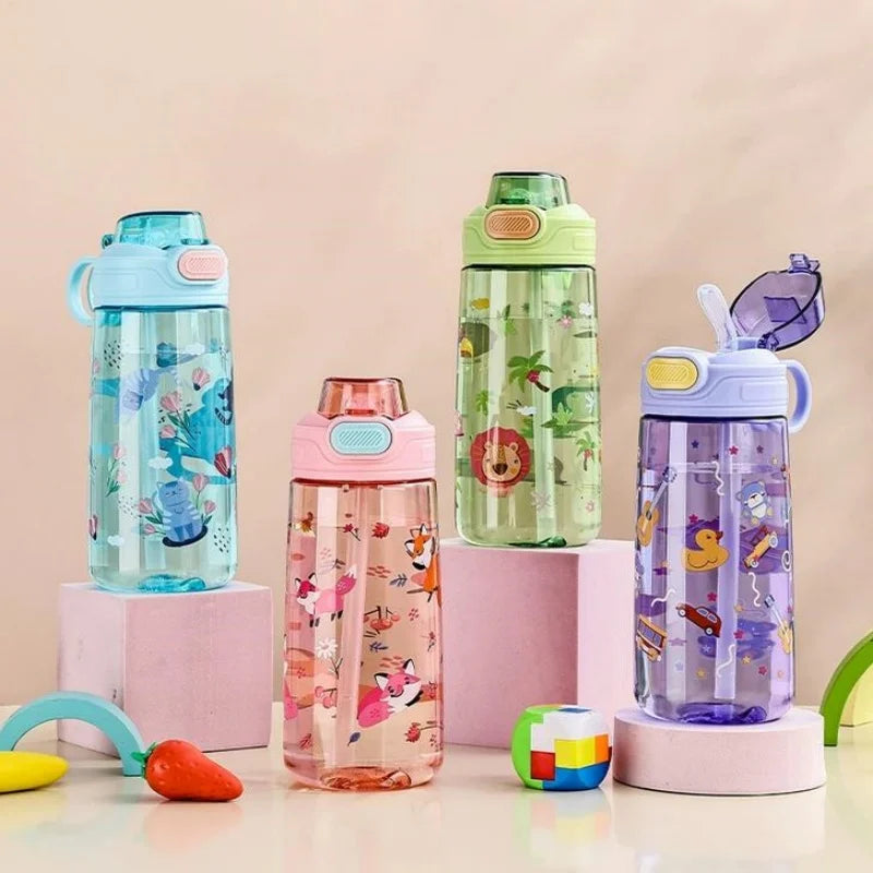 Gourde Enfant Forme Animal Mignon avec Paille et Verrou de Sécurité – 550ml