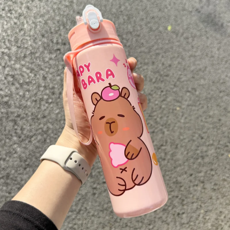 Gourde Kawaii 750ml avec Paille et Poignée – Bouteille de Sport et Voyage