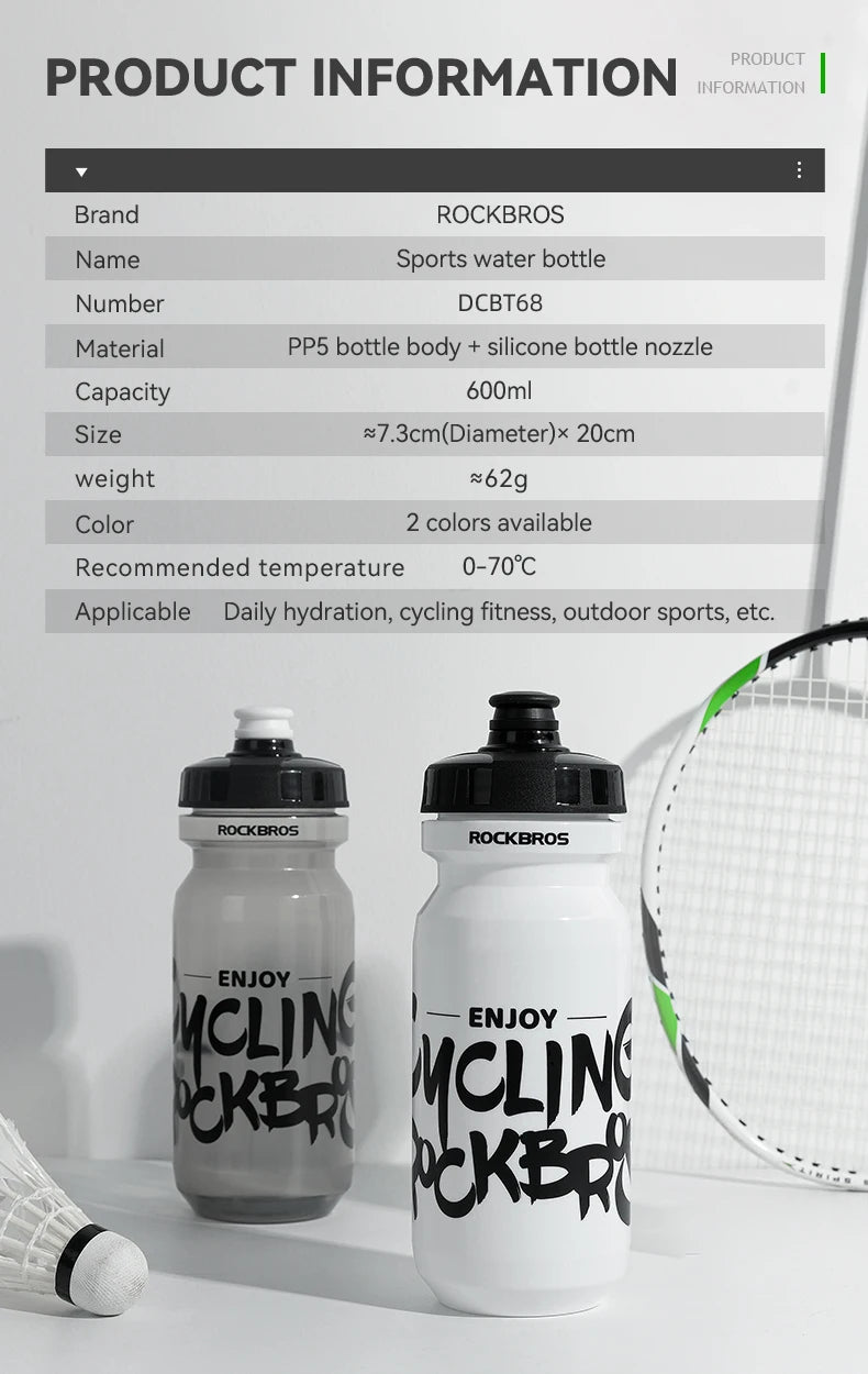 ROCKBROS Gourde Cycliste Ultra-Légère en Silicone (600ml)
