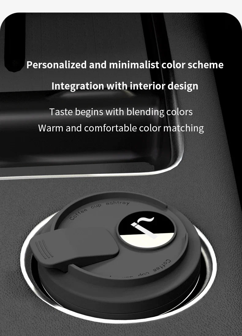 Cendrier de Voiture Lumineux Style Tasse à Café – Revêtement Inox et LED Automatique