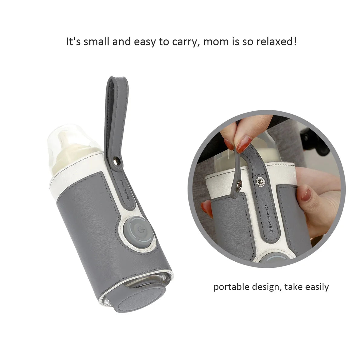 Chauffe-Biberon Nomade USB en Cuir PU – Température Réglable 3 Niveaux