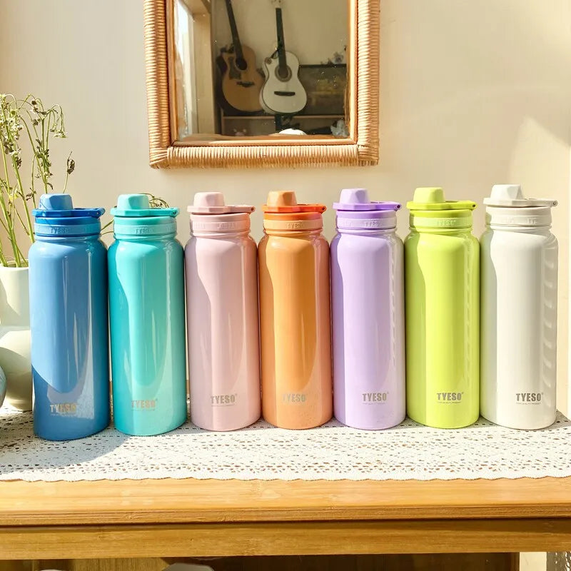 Bouteille isotherme TYESO pour voiture, gourde isolée, gobelet à eau pour les sports de plein air, les voyages, flacons sous vide, tasse thermique en acier inoxydable