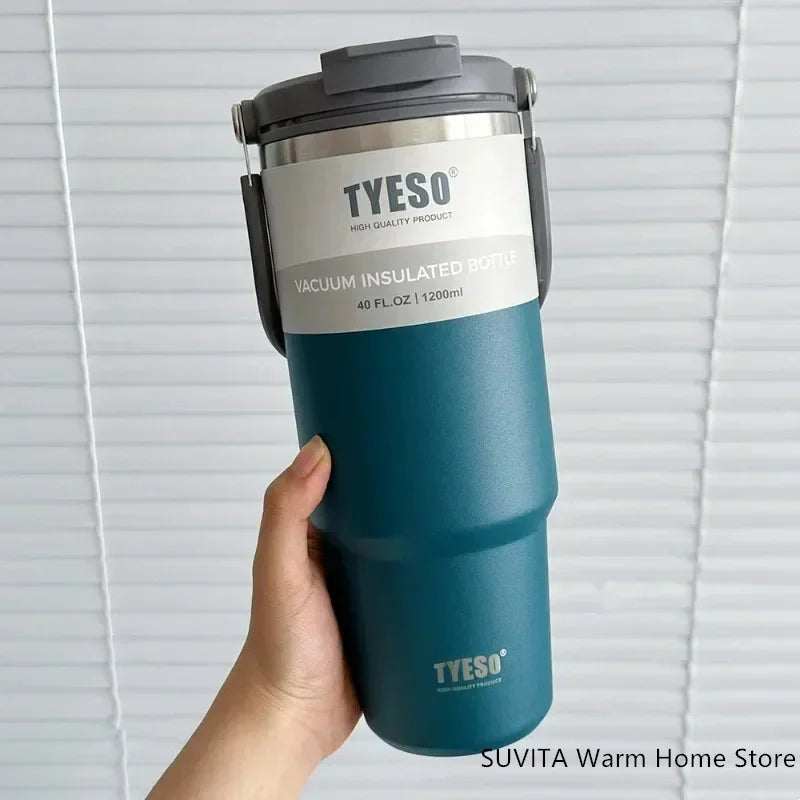 TYESO Thermos Tasse à Café avec Anneau de Levage (600ml à 1200ml)