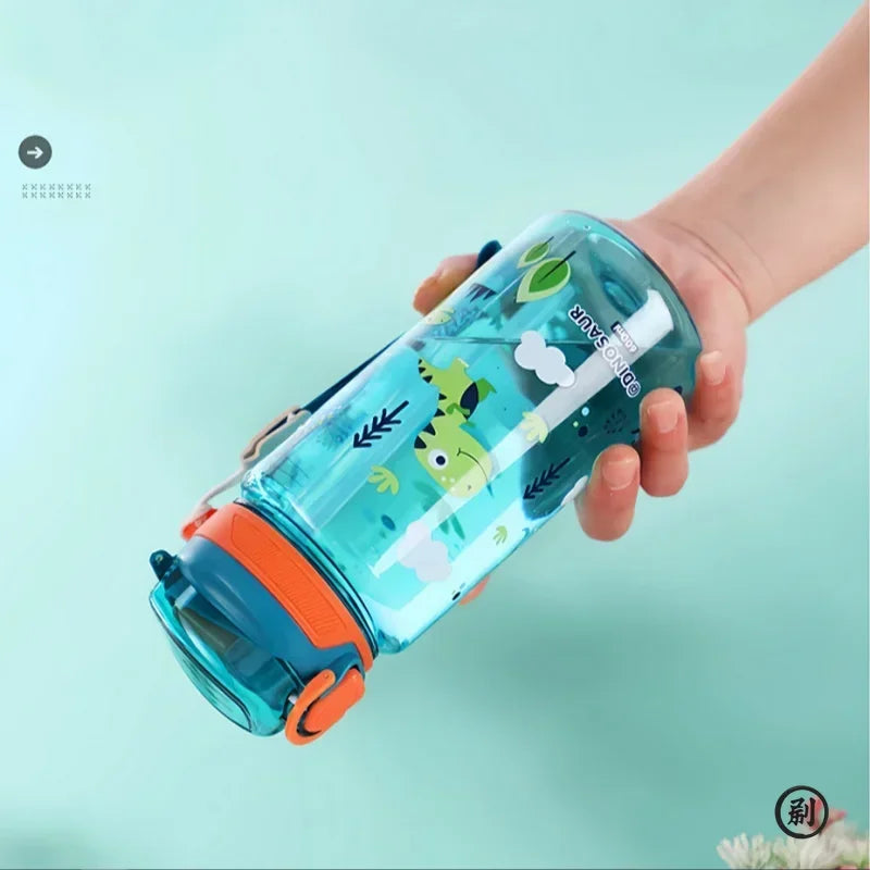 Gourde Dinosaure Enfant 600ml avec Paille – Bouteille Étanche et Pratique