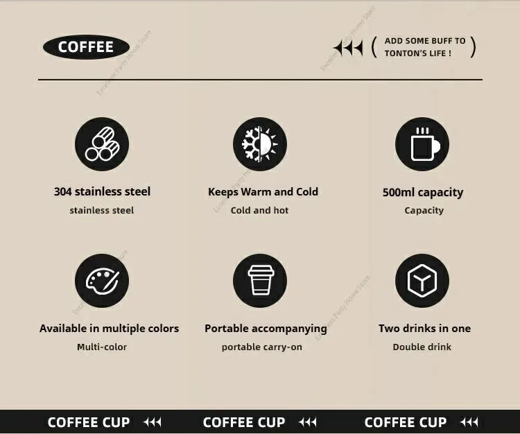 Mug à Café Isotherme avec Poignée – Tasse de Voyage Étanche en Inox / 500ml