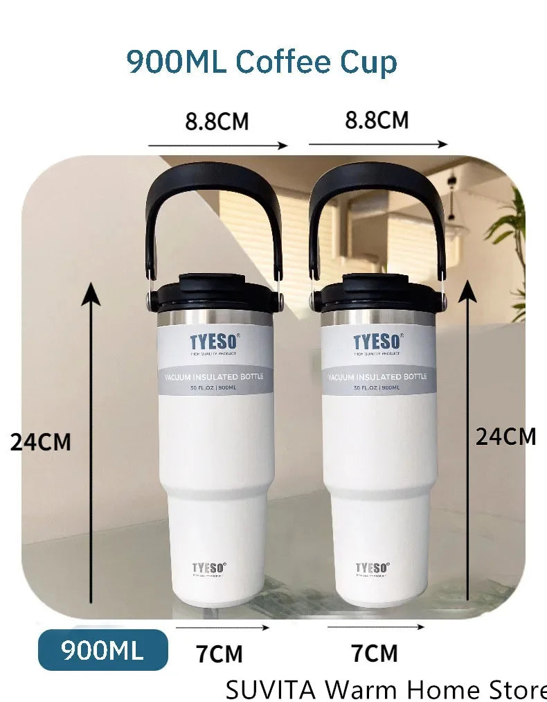 TYESO Thermos Tasse à Café avec Anneau de Levage (600ml à 1200ml)