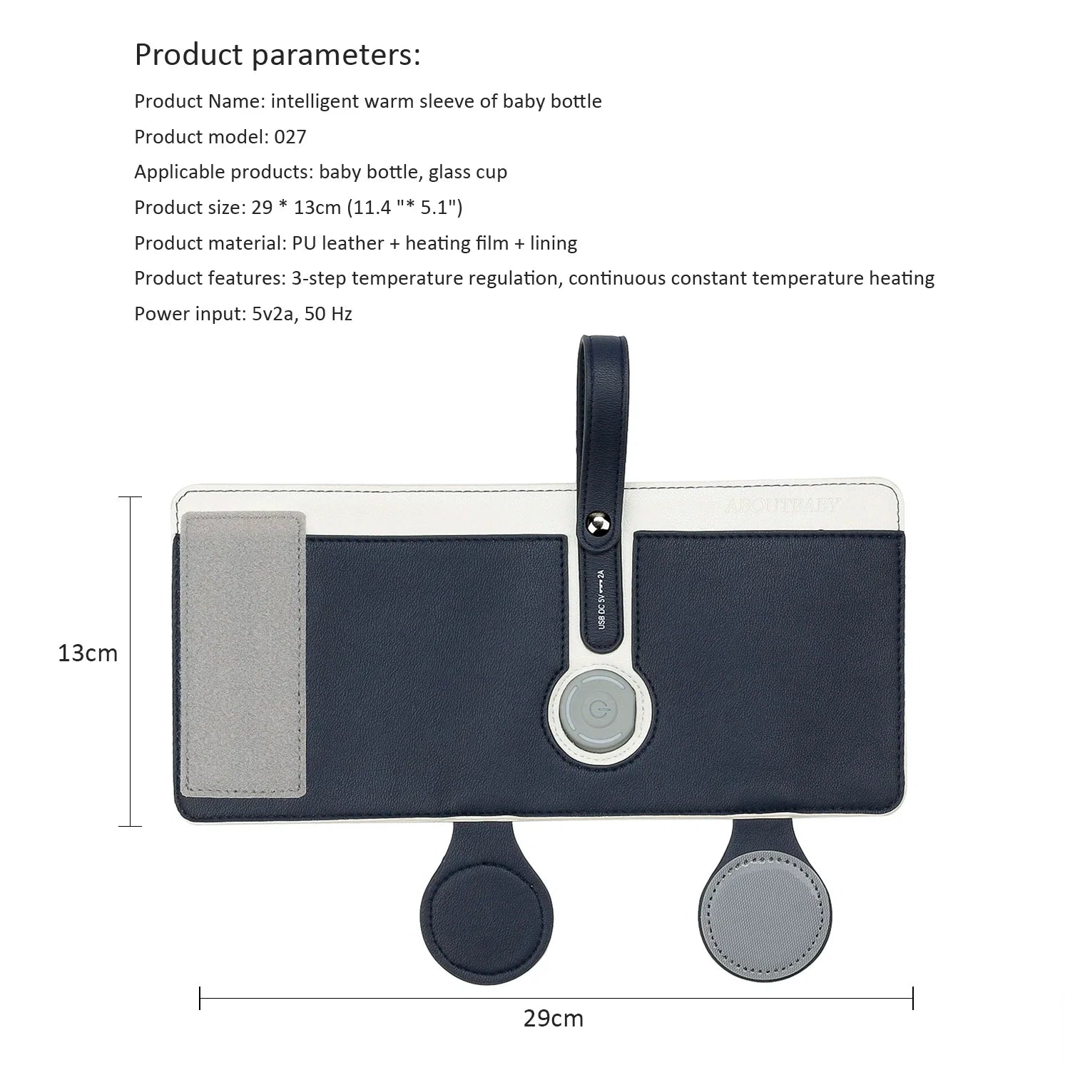 Chauffe-Biberon Nomade USB en Cuir PU – Température Réglable 3 Niveaux