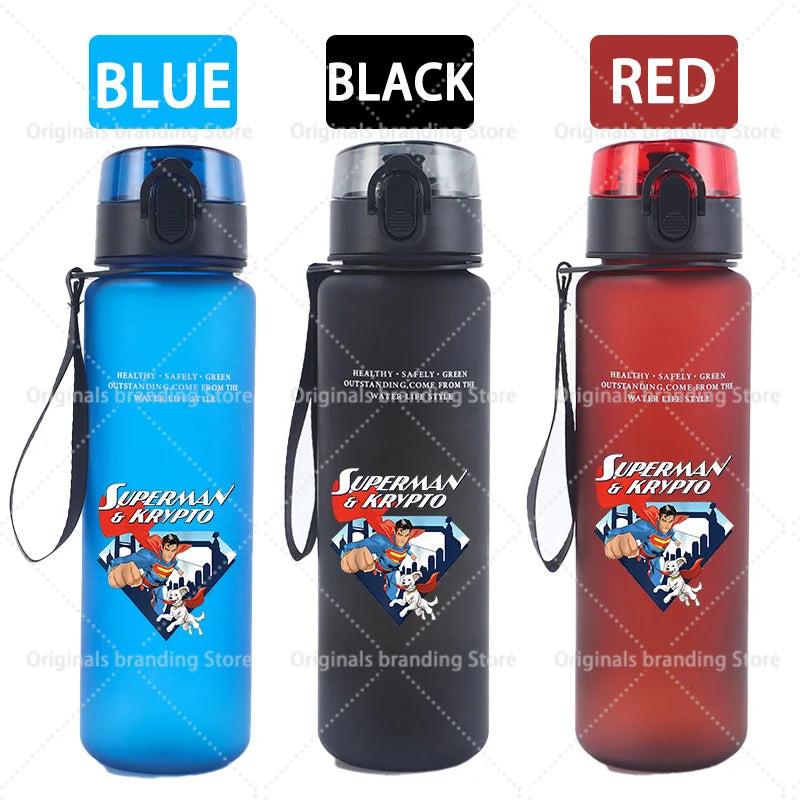Bouteille d'eau sport Superman 650 ml pour femmes et hommes, gourde motivante anti-fuite, portable et réutilisable, pour activités de plein air, voyage, gym, cadeau, 1 pièce