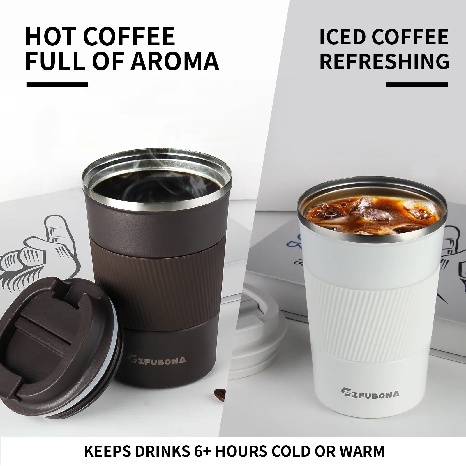 Mug de Voyage Isotherme en Acier Inoxydable (380ml)
