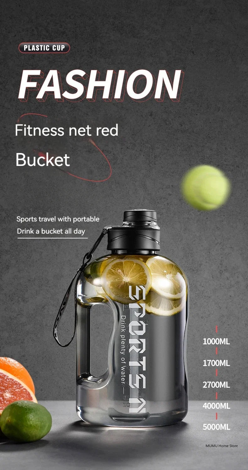 1.7L/2.7L/4L/5L bouteille d'eau de sport salle de sport cyclisme tasse Portable grande capacité bouteille d'eau pour Fitness Camping hommes eau Kellte