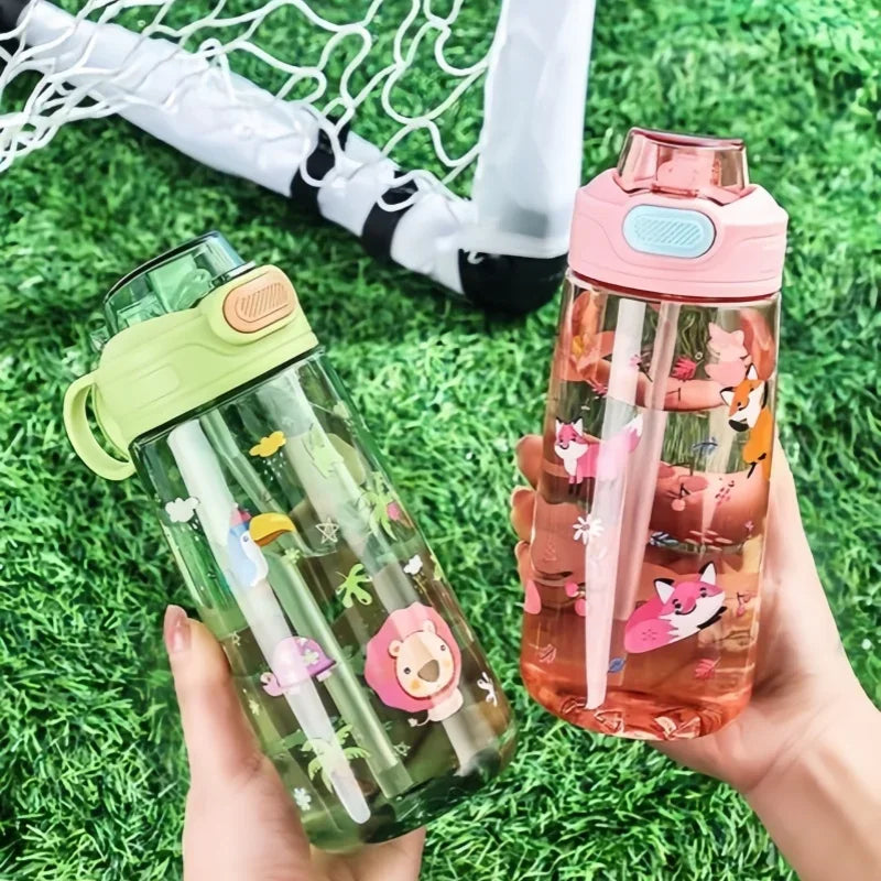 Gourde Enfant Forme Animal Mignon avec Paille et Verrou de Sécurité – 550ml