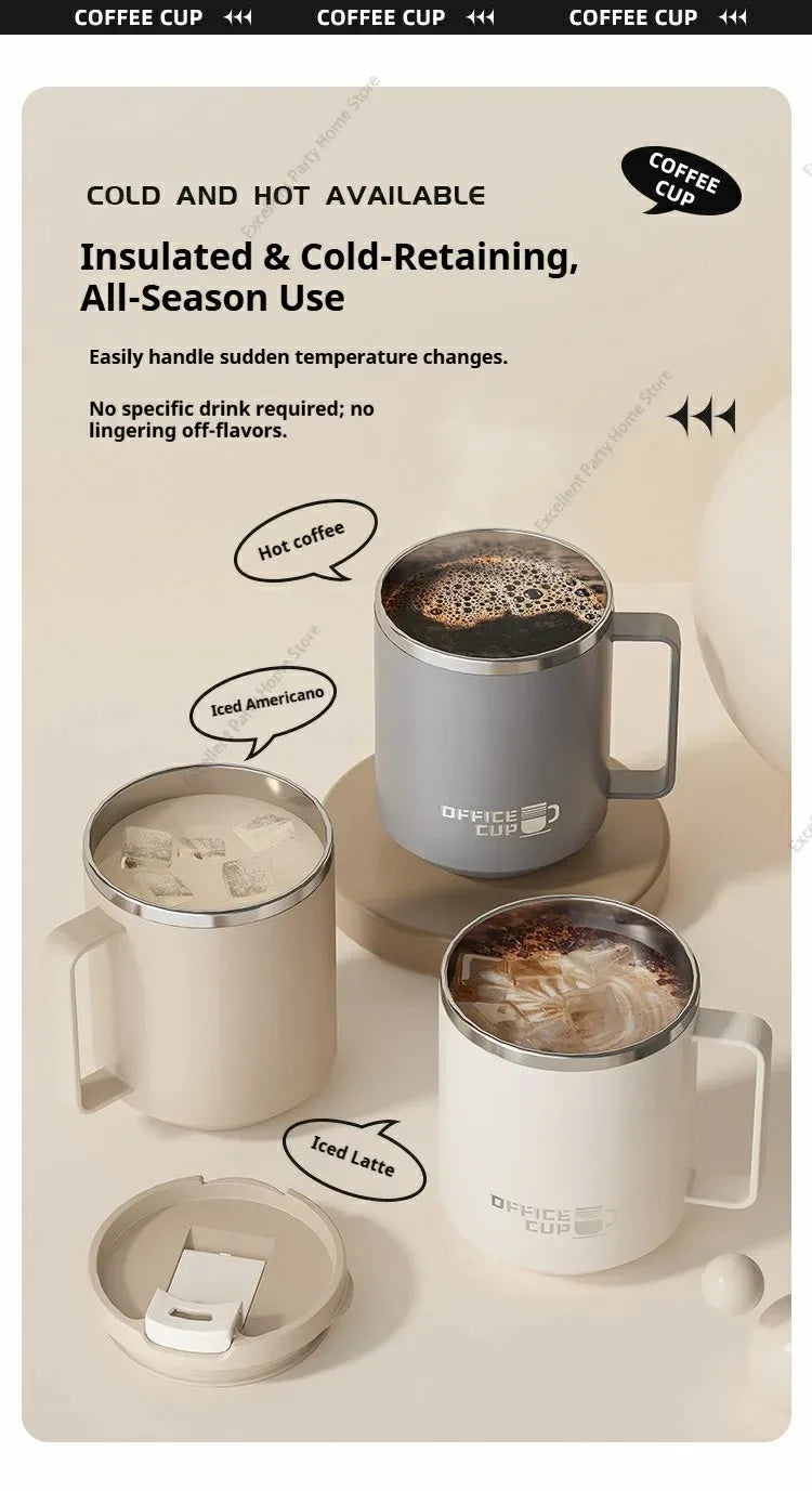 Mug à Café Isotherme avec Poignée – Tasse de Voyage Étanche en Inox / 500ml