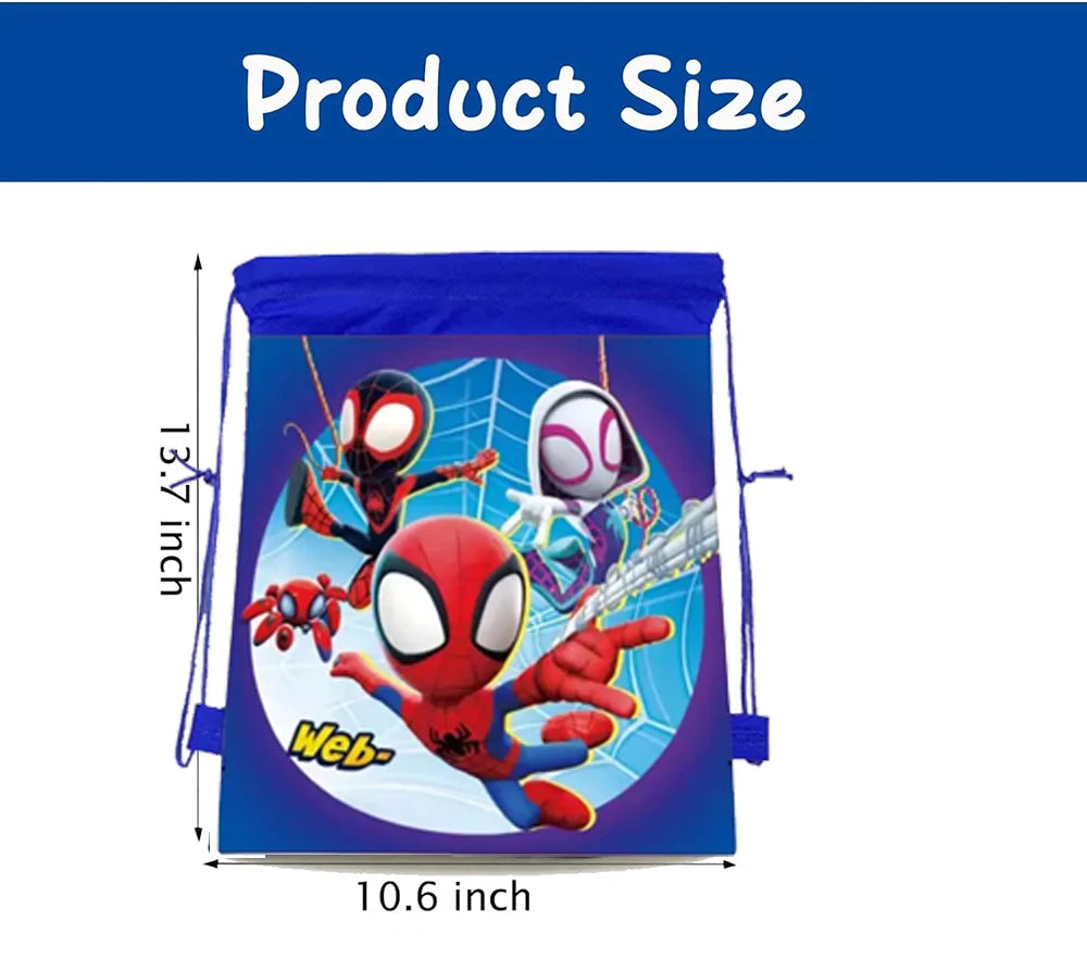 1/4/12 pièces Sacs cadeaux mignons en non-tissé à cordon, motif araignée, pour anniversaire, pour ses amis incroyables, fournitures de fête, cadeaux sur le thème de l'araignée