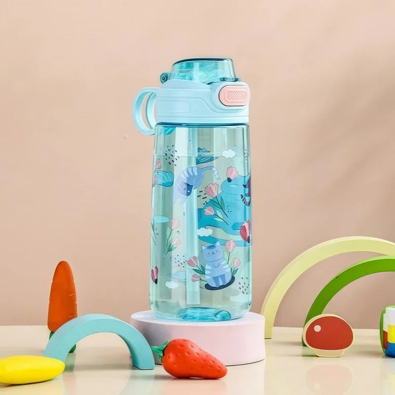 Gourde Enfant Forme Animal Mignon avec Paille et Verrou de Sécurité – 550ml