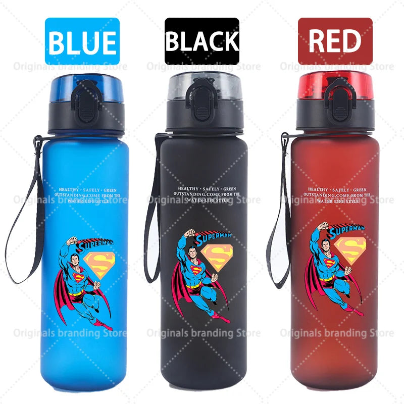 Bouteille d'eau sport Superman 650 ml pour femmes et hommes, gourde motivante anti-fuite, portable et réutilisable, pour activités de plein air, voyage, gym, cadeau, 1 pièce