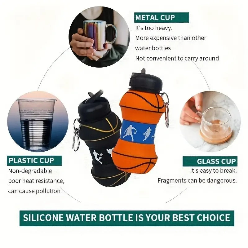 Gourde Pliable en Silicone Sport & Football – Sans BPA et Anti-Choc / Format Voyage