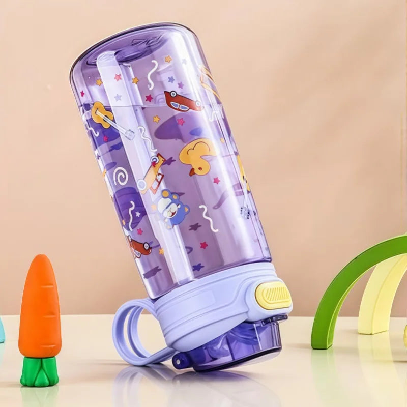 Gourde Enfant Forme Animal Mignon avec Paille et Verrou de Sécurité – 550ml