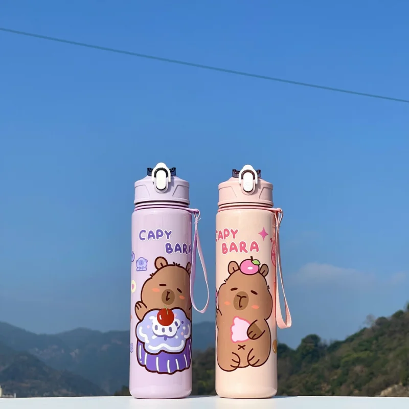 Gourde Kawaii 750ml avec Paille et Poignée – Bouteille de Sport et Voyage
