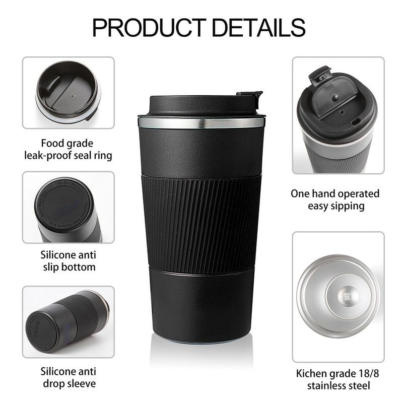 Tasse à café en acier inoxydable de 380ml 510ml, tasse thermique Garrafa Termica café Copo Termico Caneca, bouteille isolée antidérapante pour voiture de voyage