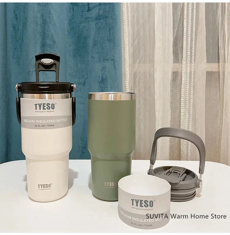 TYESO Thermos Tasse à Café avec Anneau de Levage (600ml à 1200ml)