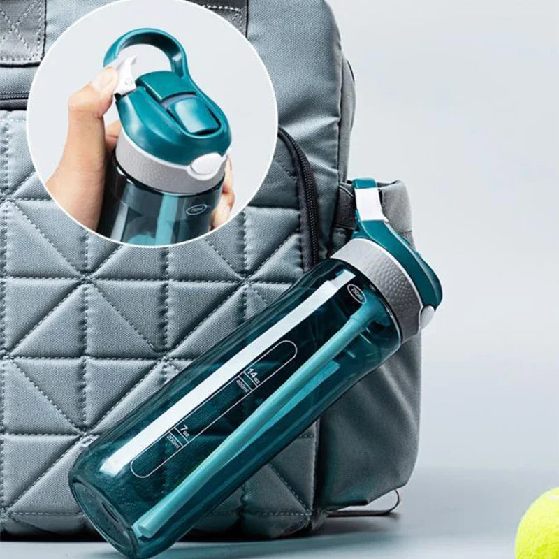 Gourde de Sport en Tritan avec Paille et Sangle – Marqueur de Temps / 750ml