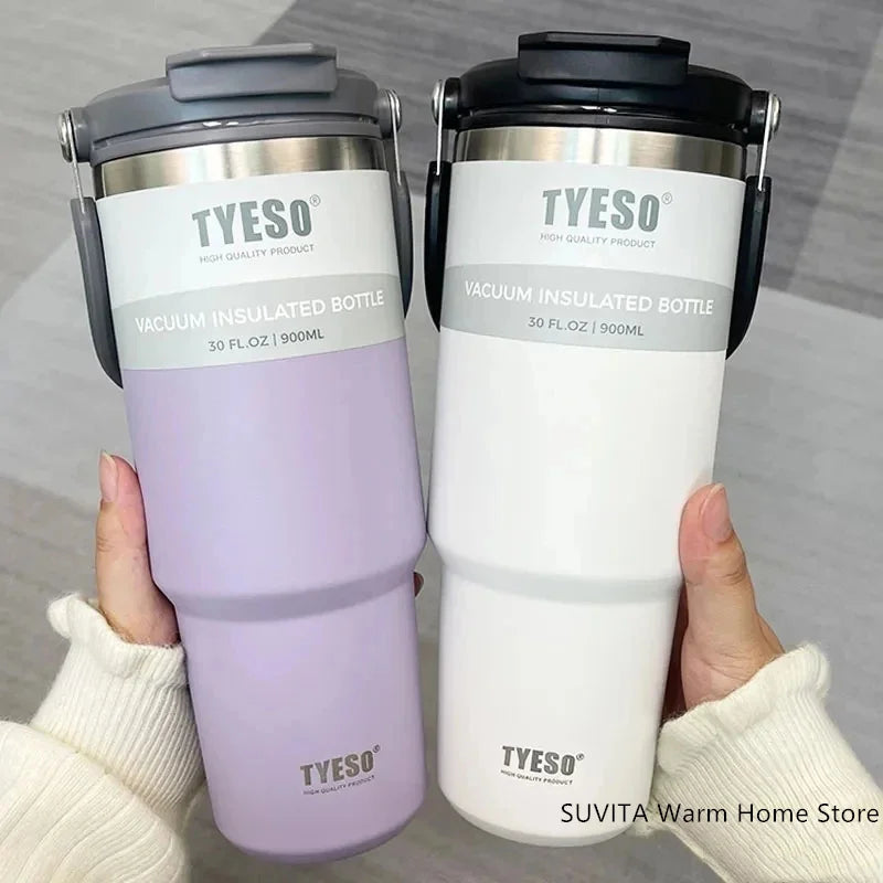 TYESO Thermos Tasse à Café avec Anneau de Levage (600ml à 1200ml)