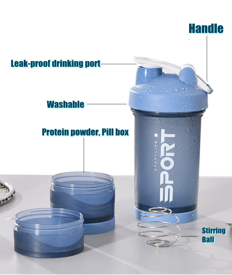 Gourde de Sport Shaker 3-en-1 – Gobelet Amovible Protéines et Fitness