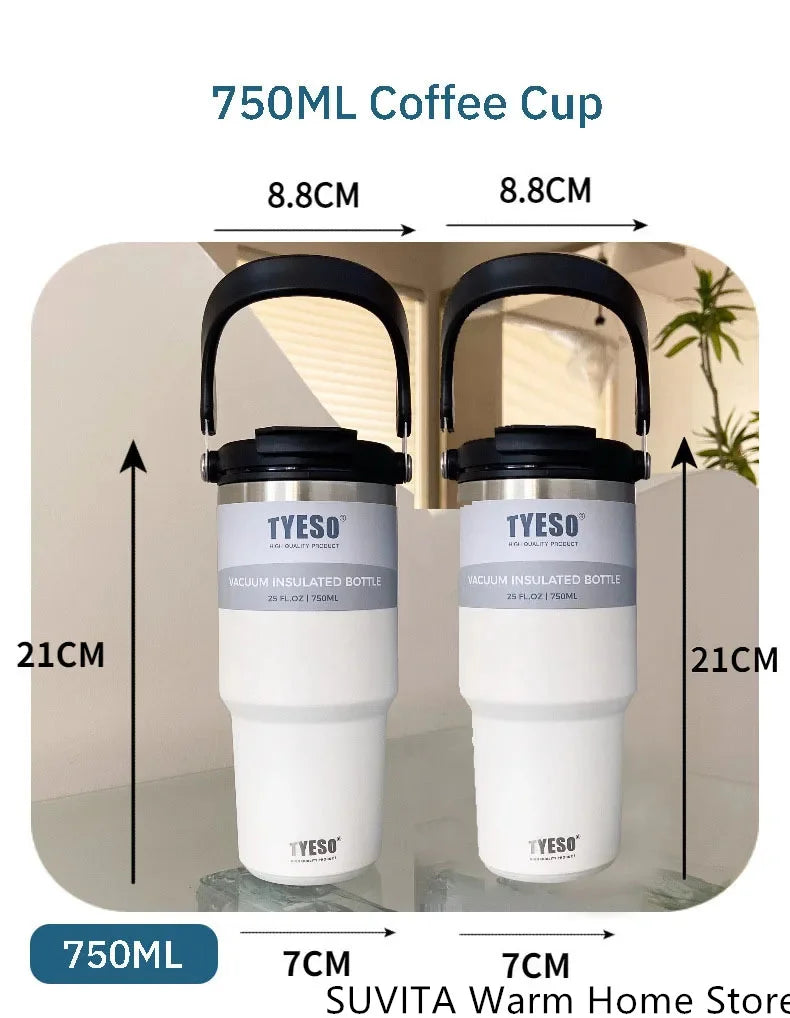 TYESO Thermos Tasse à Café avec Anneau de Levage (600ml à 1200ml)