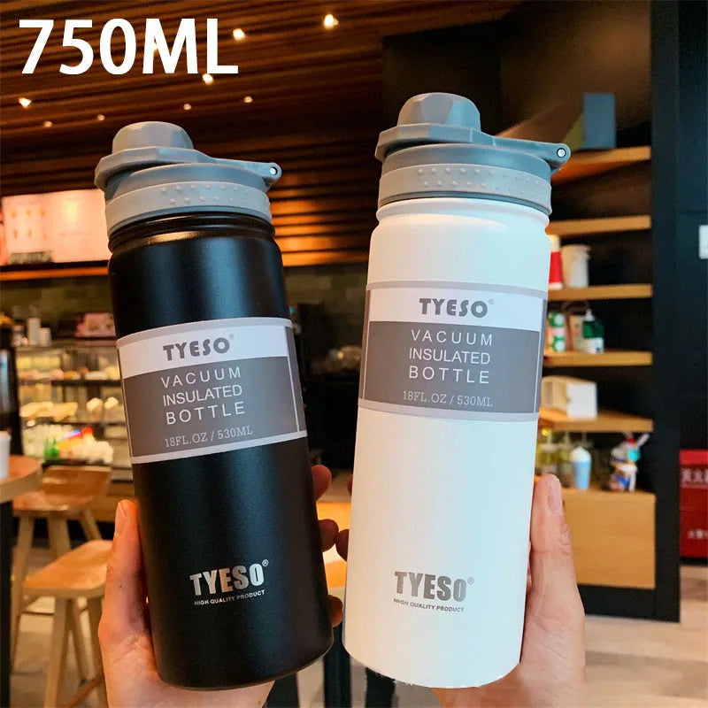 Bouteille isotherme TYESO 600/750ML en acier inoxydable, gourde de voyage, tasse thermique isolée, mug sport chaud et froid