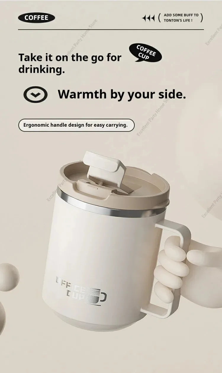 Mug à Café Isotherme avec Poignée – Tasse de Voyage Étanche en Inox / 500ml