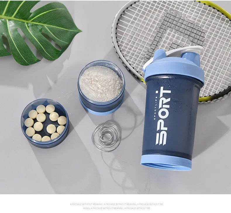 Gourde de Sport Shaker 3-en-1 – Gobelet Amovible Protéines et Fitness