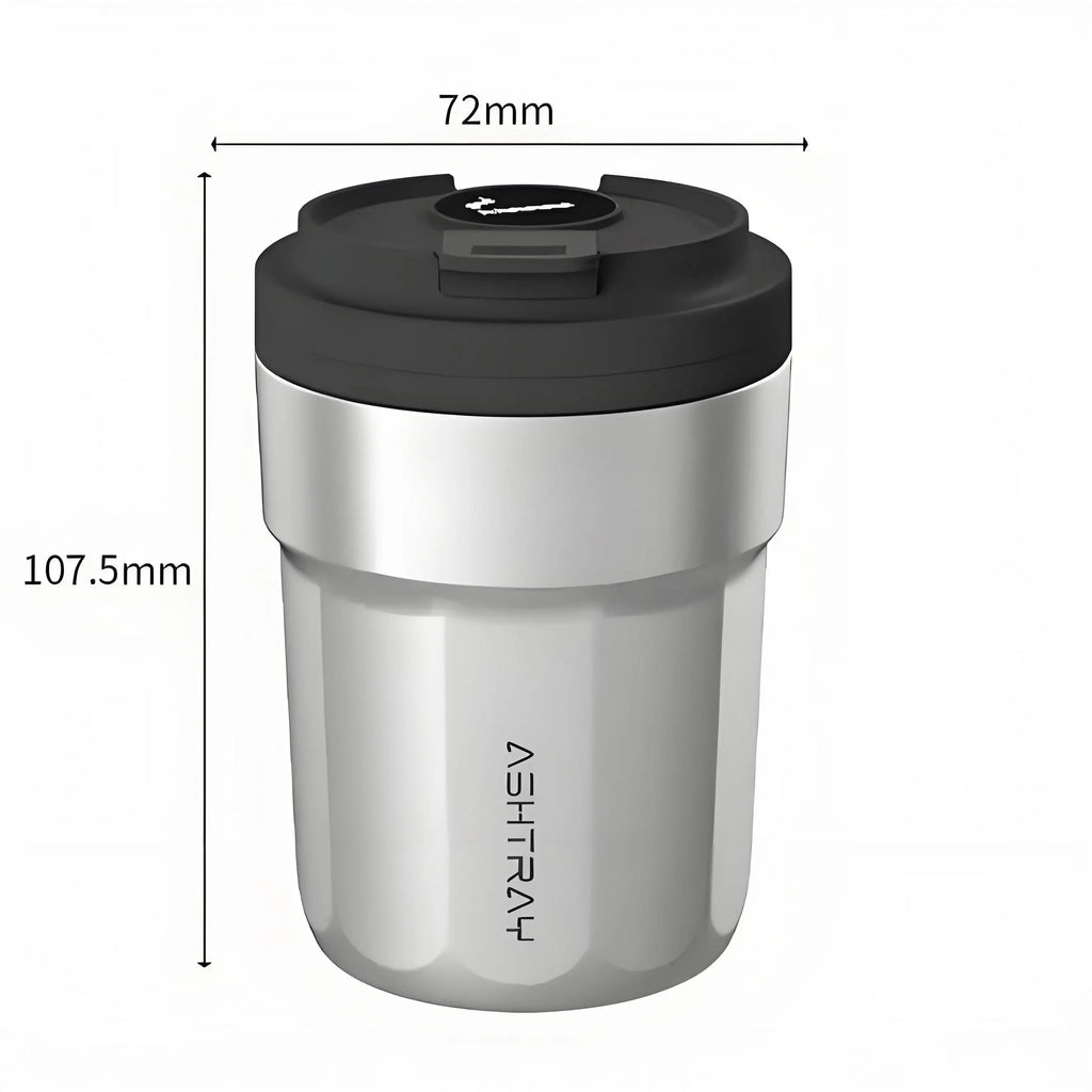 Cendrier de Voiture Lumineux Style Tasse à Café – Revêtement Inox et LED Automatique