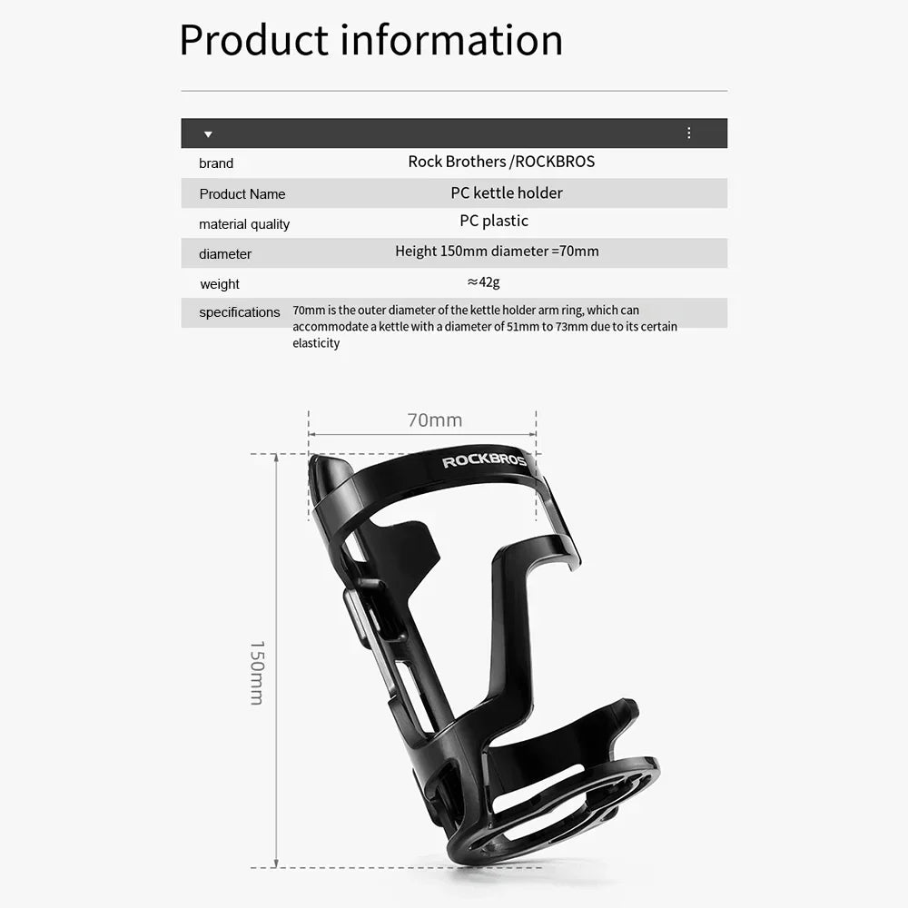 Porte-Bouteille de Vélo Ultra-Léger Élastique ROCKBROS – Pour VTT et Route