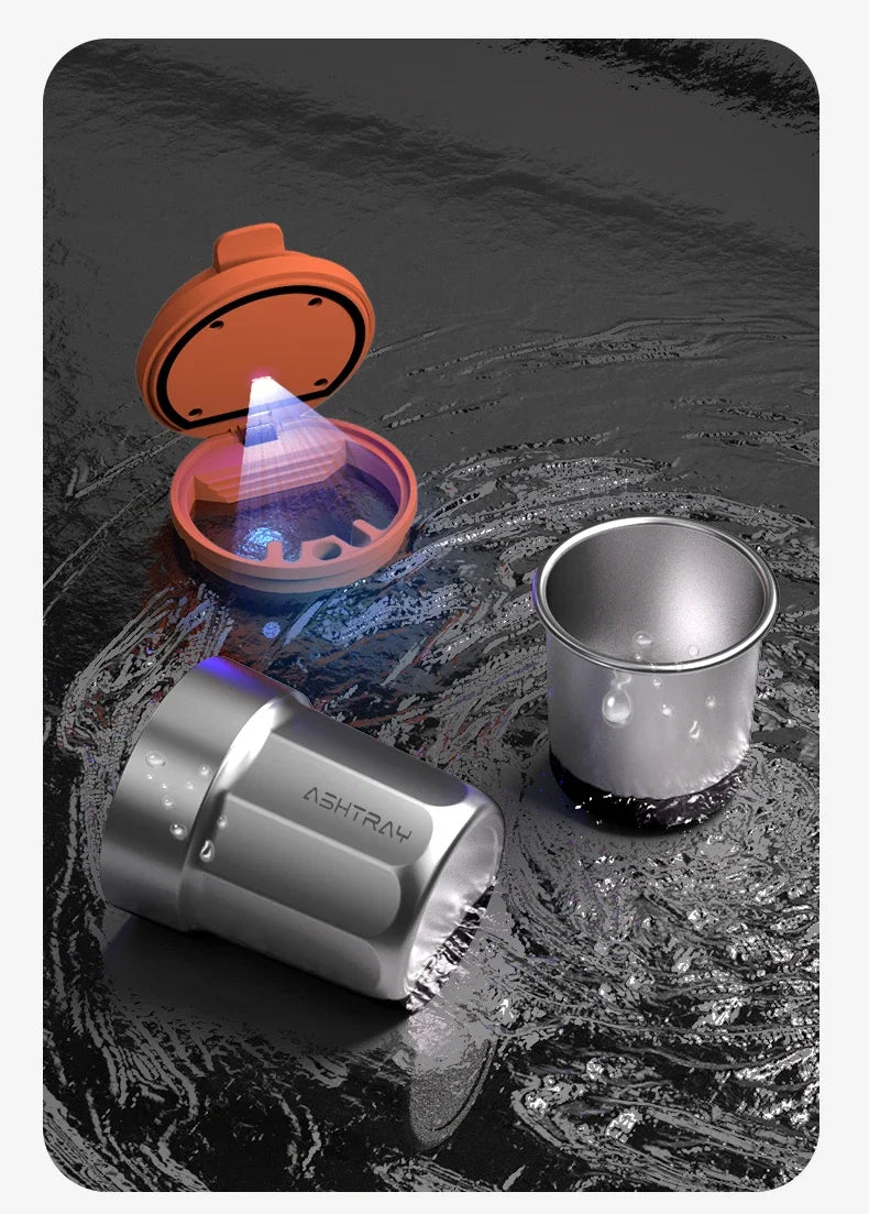Cendrier de Voiture Lumineux Style Tasse à Café – Revêtement Inox et LED Automatique