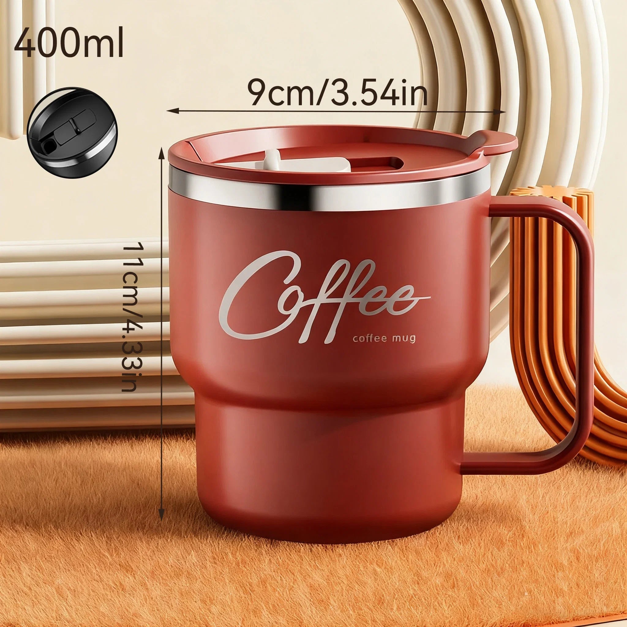 Mug Isotherme Inox WORTHBUY 304 avec Poignée – Tasse à Café Anti-Fuite